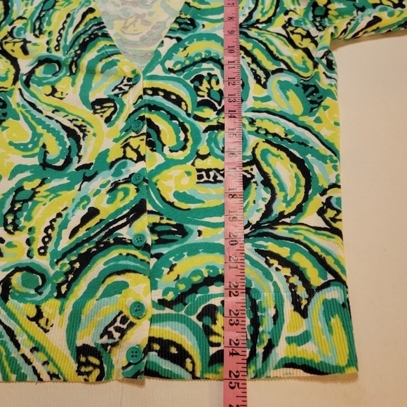 Merona size XL button up sweater.  Green, yellow, black and white - Picture 6 of 10